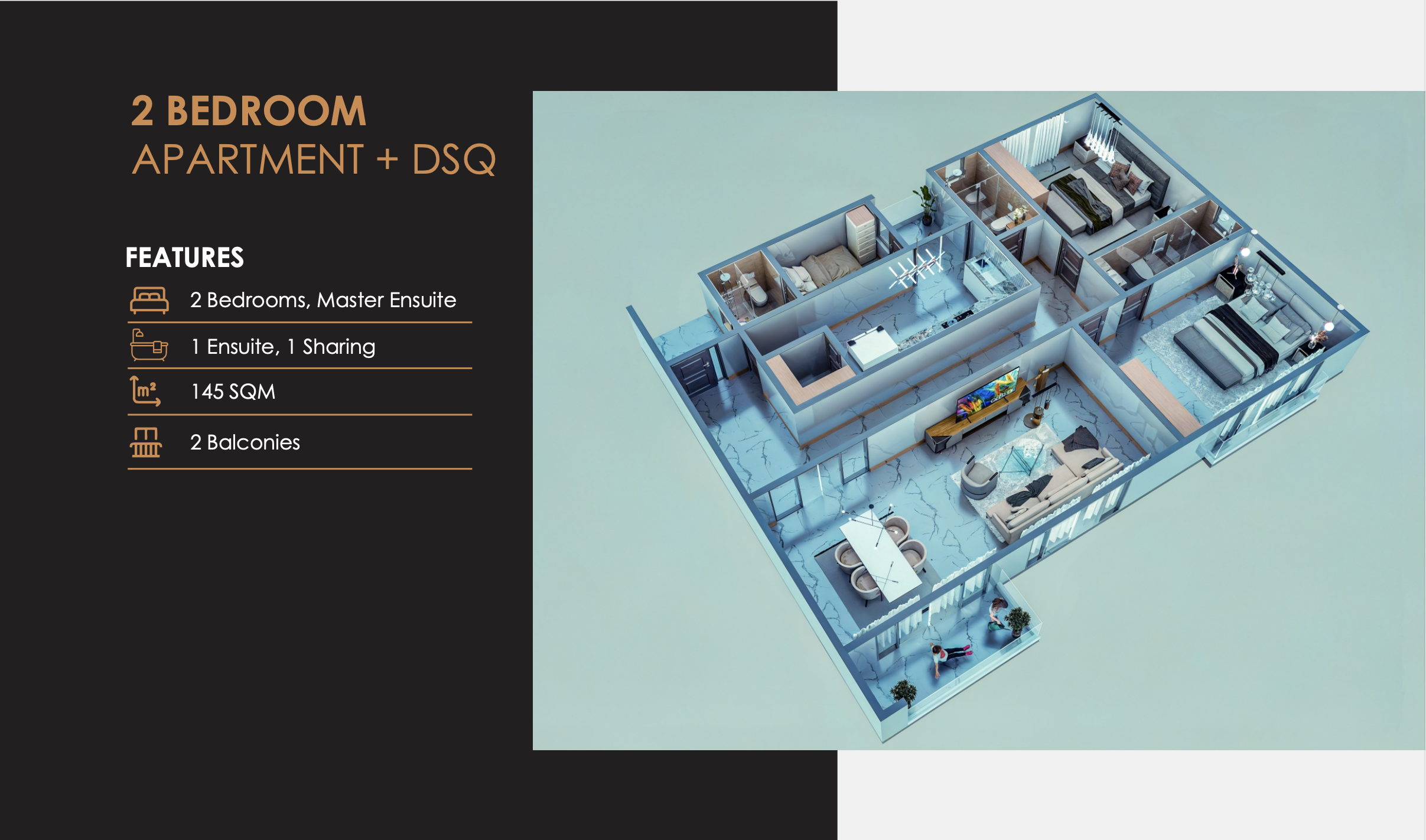 2 Bedroom Apartment 3D View